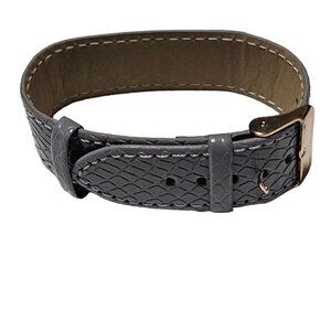 Gray Faux Leather Watch Strap Embossed Pattern Replacement Band Gold Tone Buckle